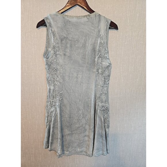 Pol Womens Gray mineral wash tunic sleeveless floral embroidery Size S - Picture 4 of 15